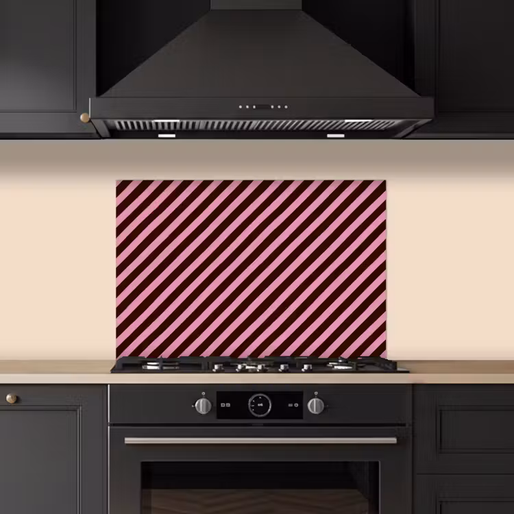 Spatscherm keuken - Strepen - Roze - Bruin — 5