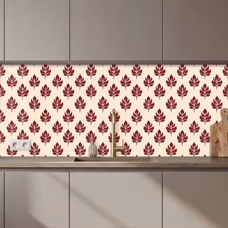 Keuken achterwand - Botanisch - Patroon - Bordeaux — 1