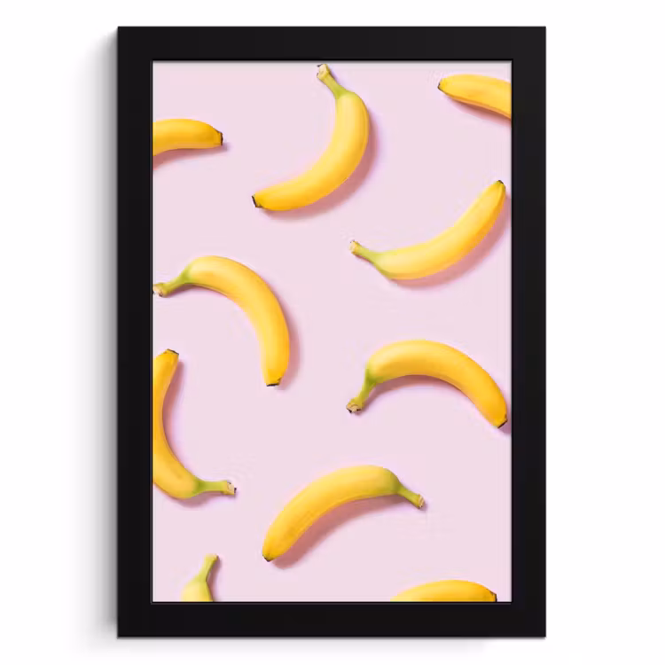Poster met lijst - Gele Curve op Roze — 1