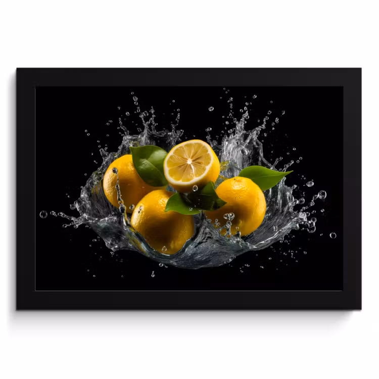 Poster met lijst - Citroen - Fruit - Geel - Zwart — 1