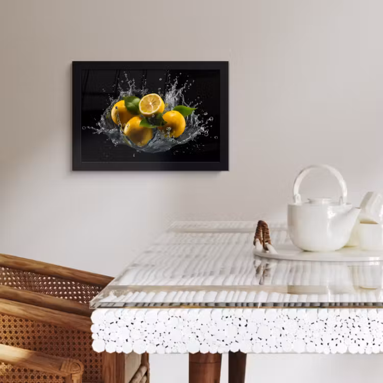 Poster met lijst - Citroen - Fruit - Geel - Zwart — 3
