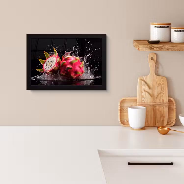 Poster met lijst - Drakenfruit - Zwart - Water - Vrucht - Fruit — 2