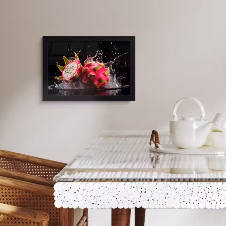 Poster met lijst - Drakenfruit - Zwart - Water - Vrucht - Fruit — 3