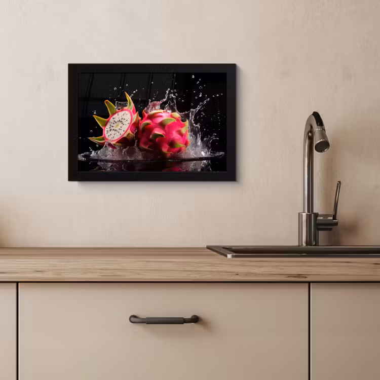 Poster met lijst - Drakenfruit - Zwart - Water - Vrucht - Fruit — 4