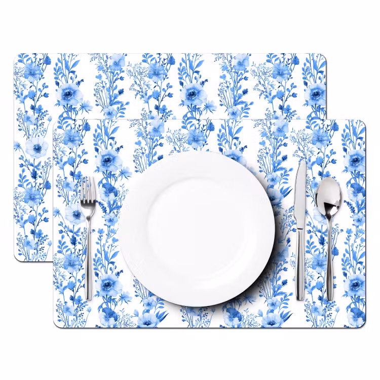 Placemat vinyl - Blauwe Botanische Pracht — 2