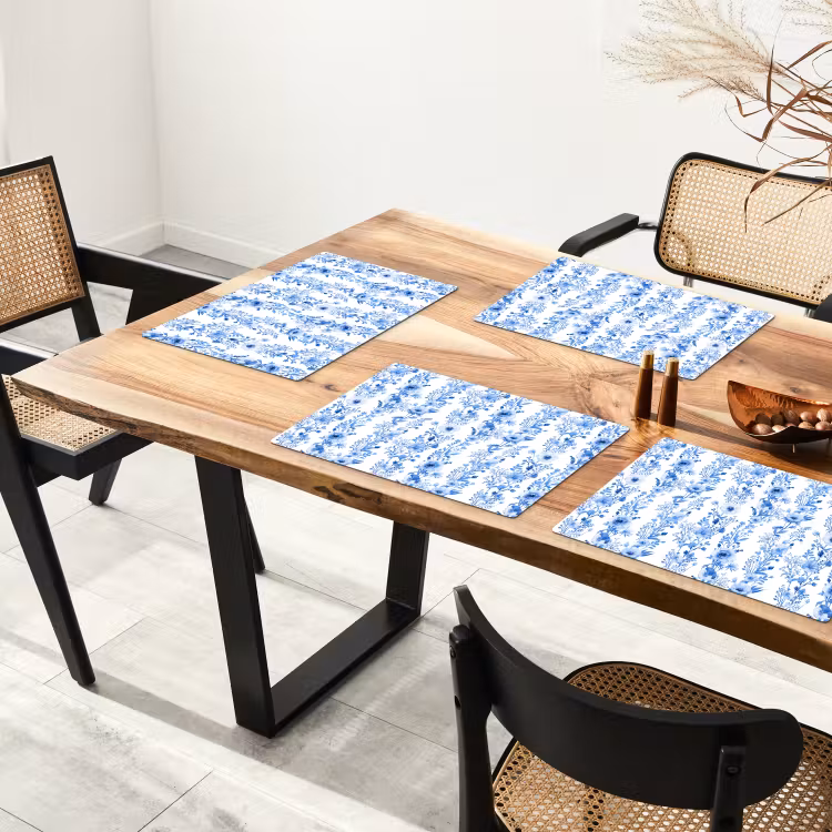 Placemat vinyl - Blauwe Botanische Pracht — 4