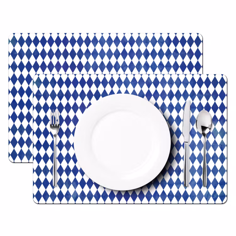 Placemat vinyl - Blauwe Ruit Illusie — 2
