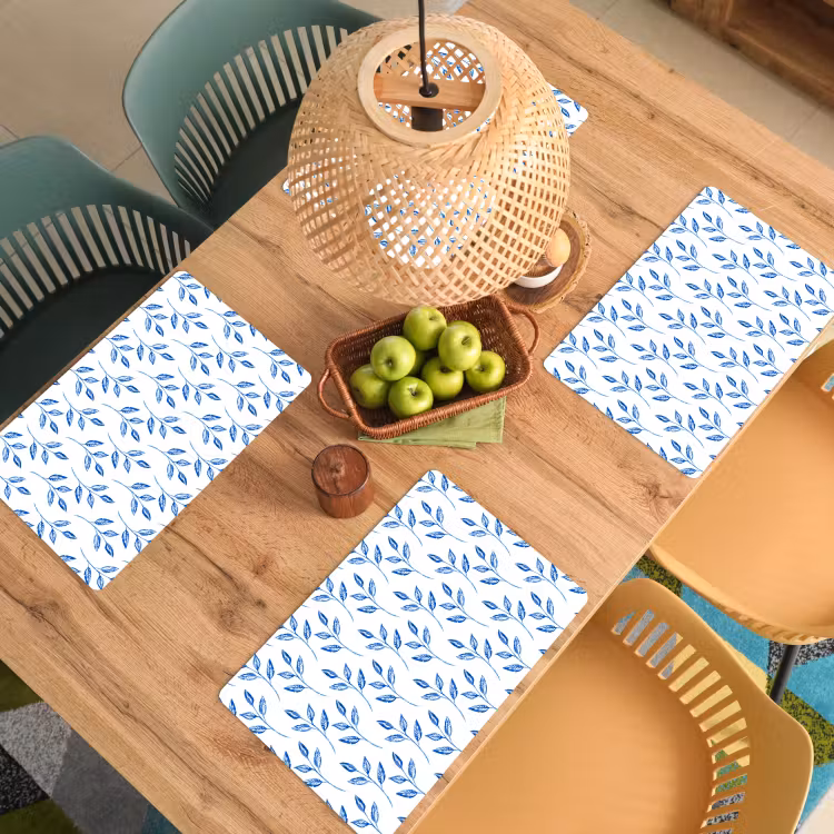 Placemat vinyl - Dansende Blauwe Bladeren — 3