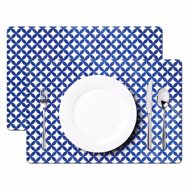 Placemat vinyl - Geweven Indigo Cirkelpatroon — 2