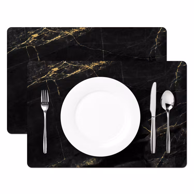 Placemat vinyl - Glimmend Zwart Goud — 2