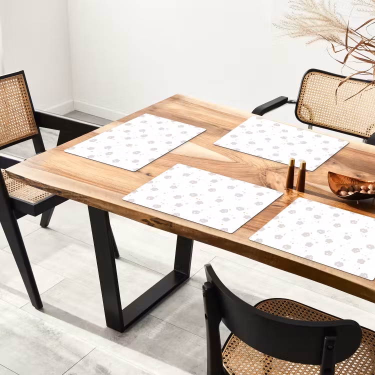 Placemat vinyl - Sterren - Wolkjes - Kind - Wit - Pastel — 4