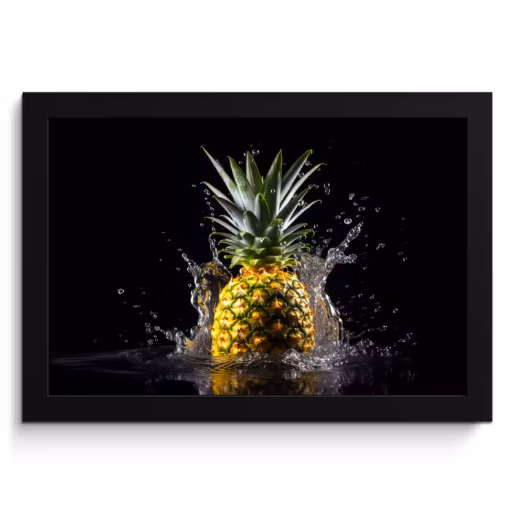 Poster met lijst - Ananas - Fruit - Water - Planten - Zwart — 1