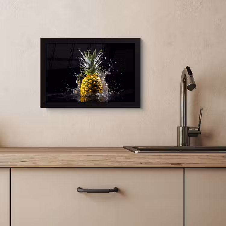 Poster met lijst - Ananas - Fruit - Water - Planten - Zwart — 4