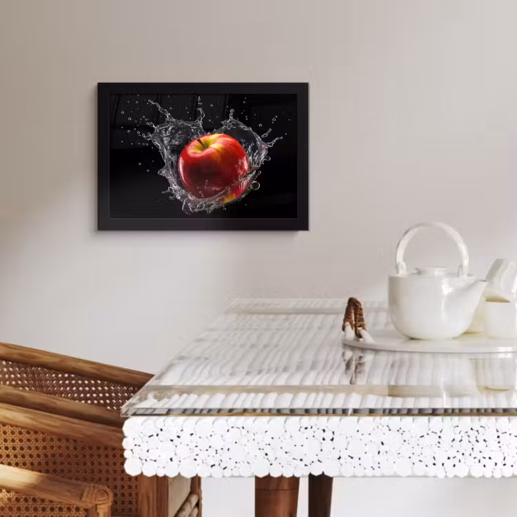 Poster met lijst - Appel - Rood - Water - Zwart - Fruit — 3