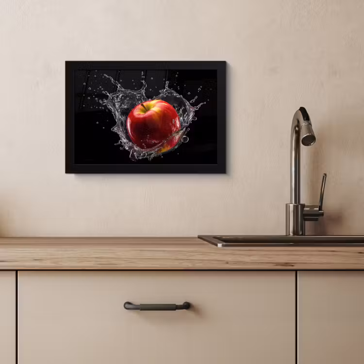 Poster met lijst - Appel - Rood - Water - Zwart - Fruit — 4