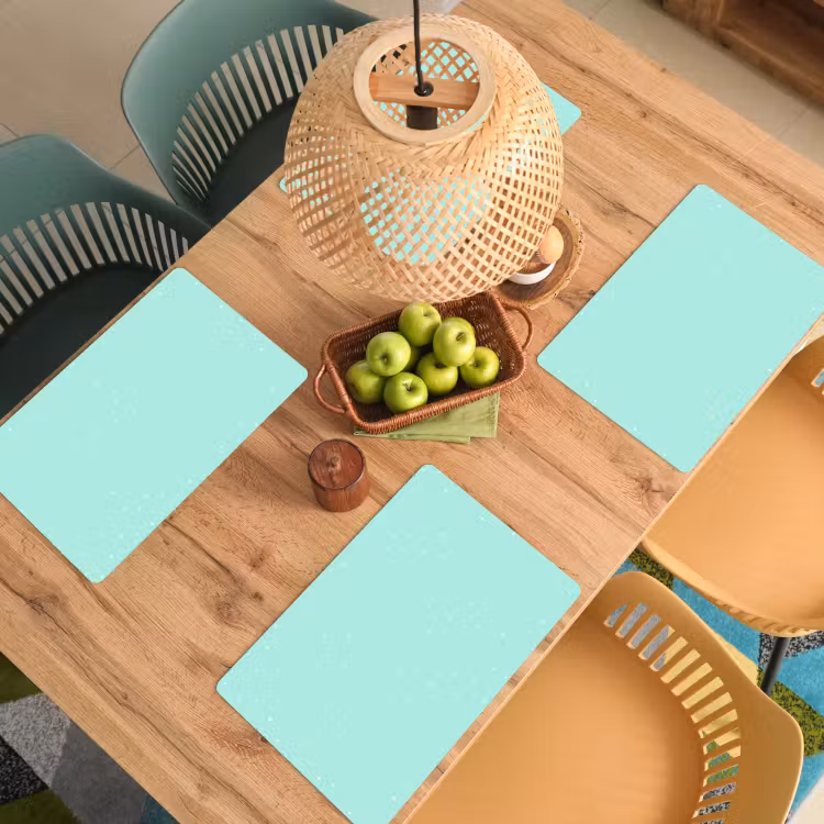 Placemat vinyl - Blauw - Groen - Pastel - Stippen — 3