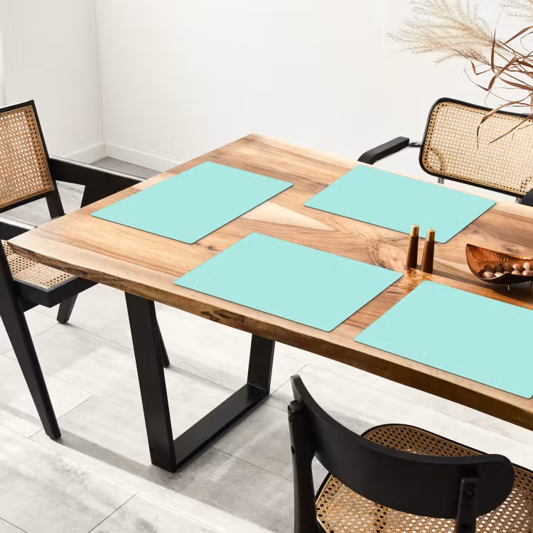 Placemat vinyl - Blauw - Groen - Pastel - Stippen — 4
