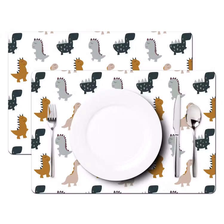 Placemat vinyl - Dino - Kinderen - Dinosaurus - Pastel - Patroon — 2