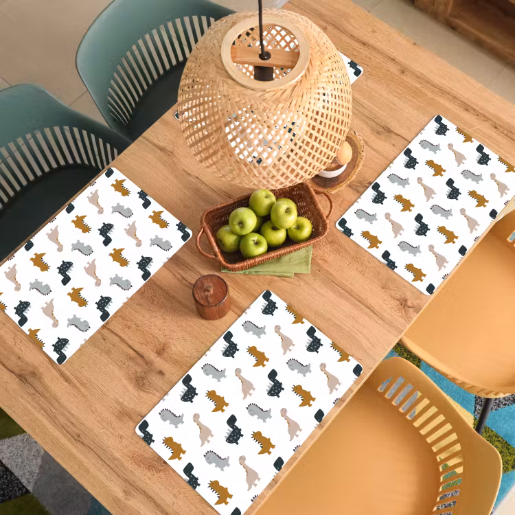 Placemat vinyl - Dino - Kinderen - Dinosaurus - Pastel - Patroon — 3