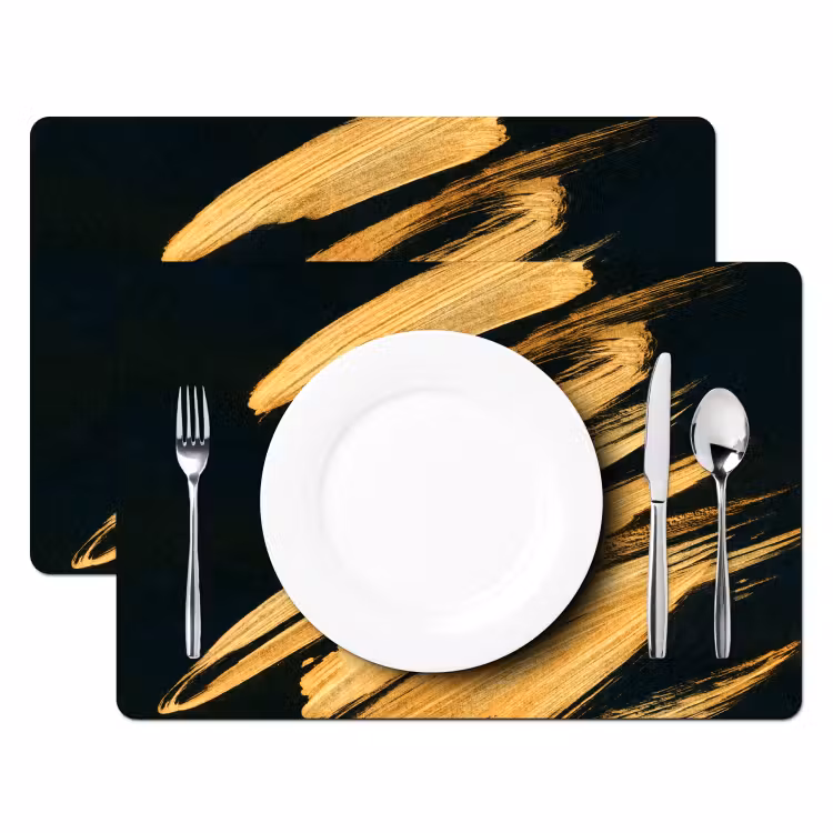 Placemat vinyl - Gouden Streken: Penseelslag en Elegantie — 2