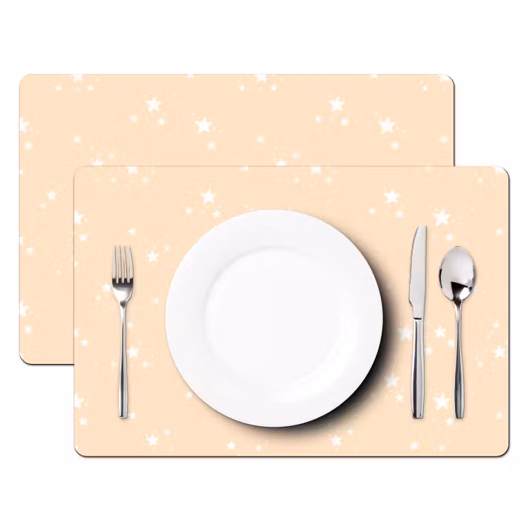 Placemat vinyl - Sterren - Beige - Geel - Wit - Patronen — 2