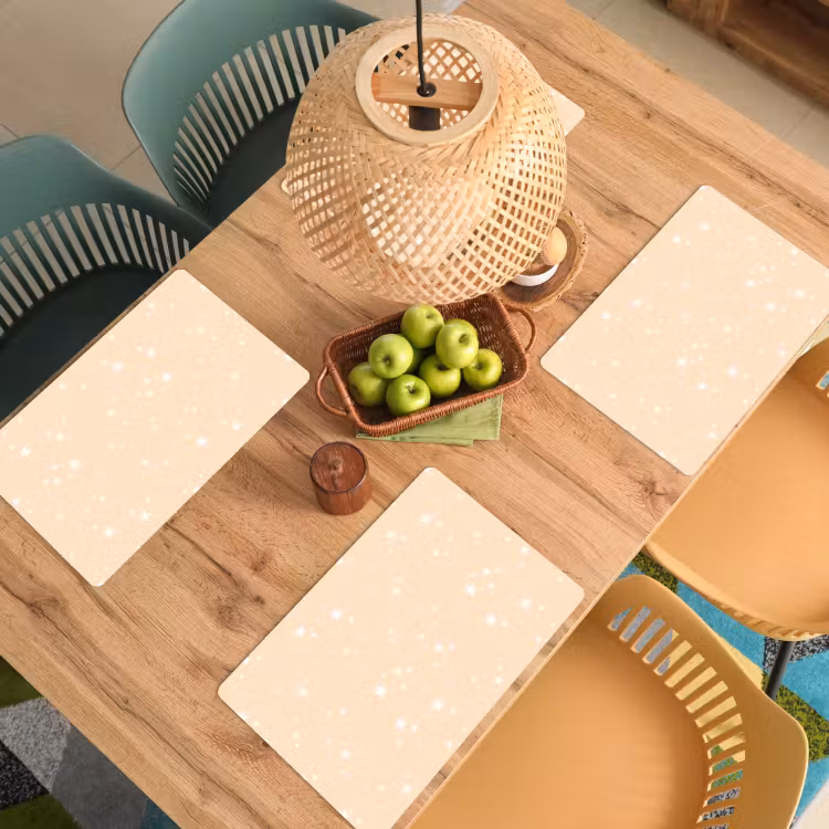 Placemat vinyl - Sterren - Beige - Geel - Wit - Patronen — 3