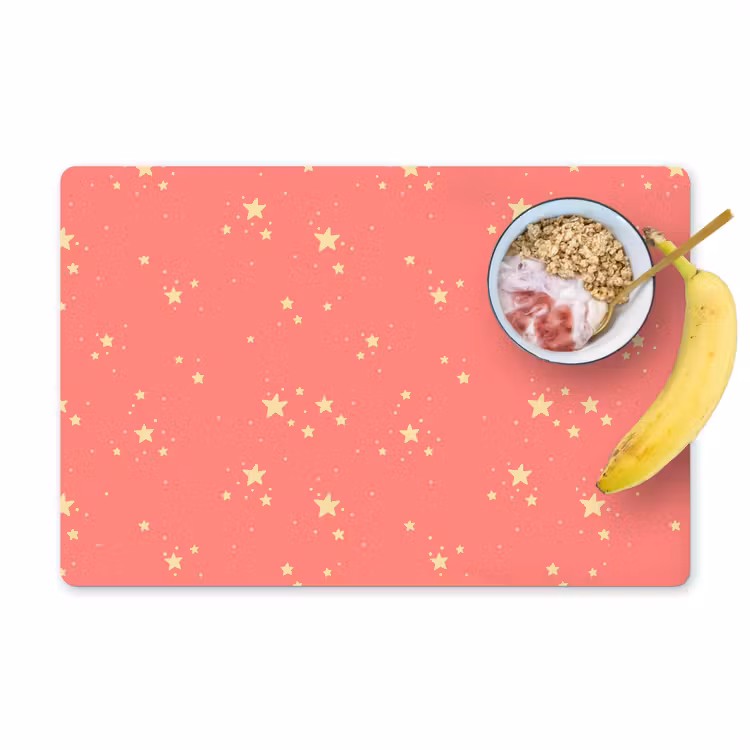 Placemat vinyl - Sterren - Roze - Geel - Patronen — 1