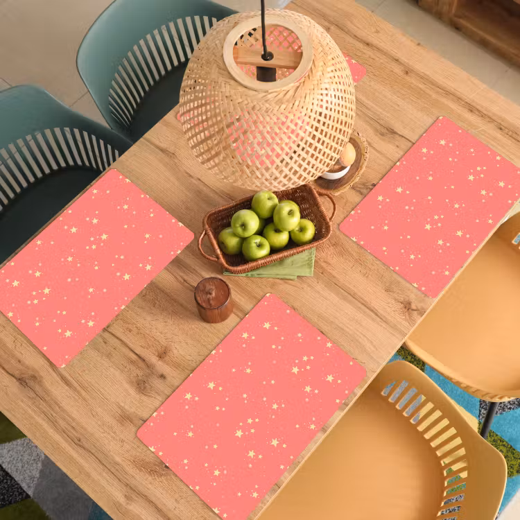 Placemat vinyl - Sterren - Roze - Geel - Patronen — 3