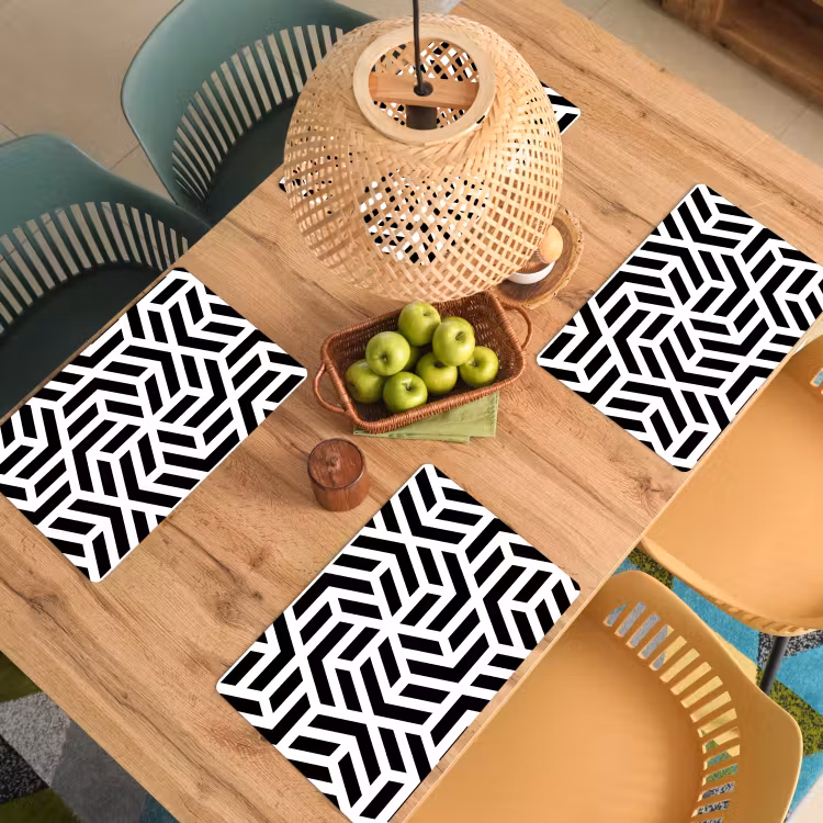 Placemat vinyl - Zwart-wit Labyrinth — 3