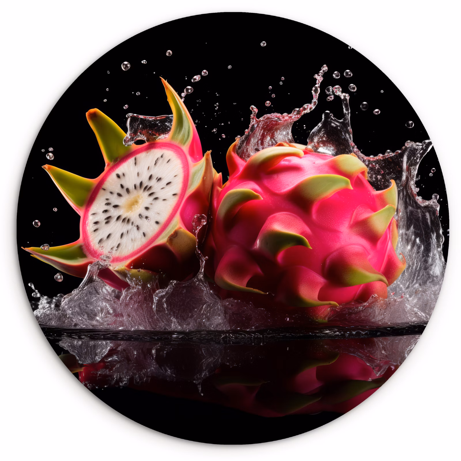 Muurcirkel - Drakenfruit - Zwart - Water - Vrucht - Fruit — 1