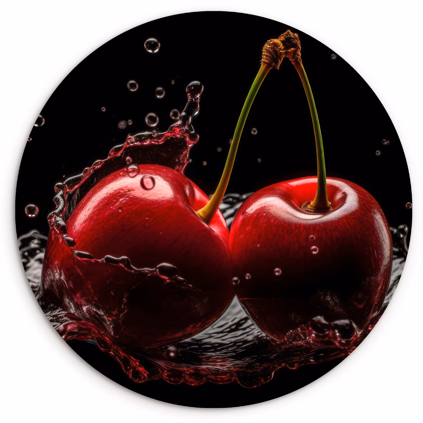 Muurcirkel - Kersen - Rood - Fruit - Water - Zwart — 1