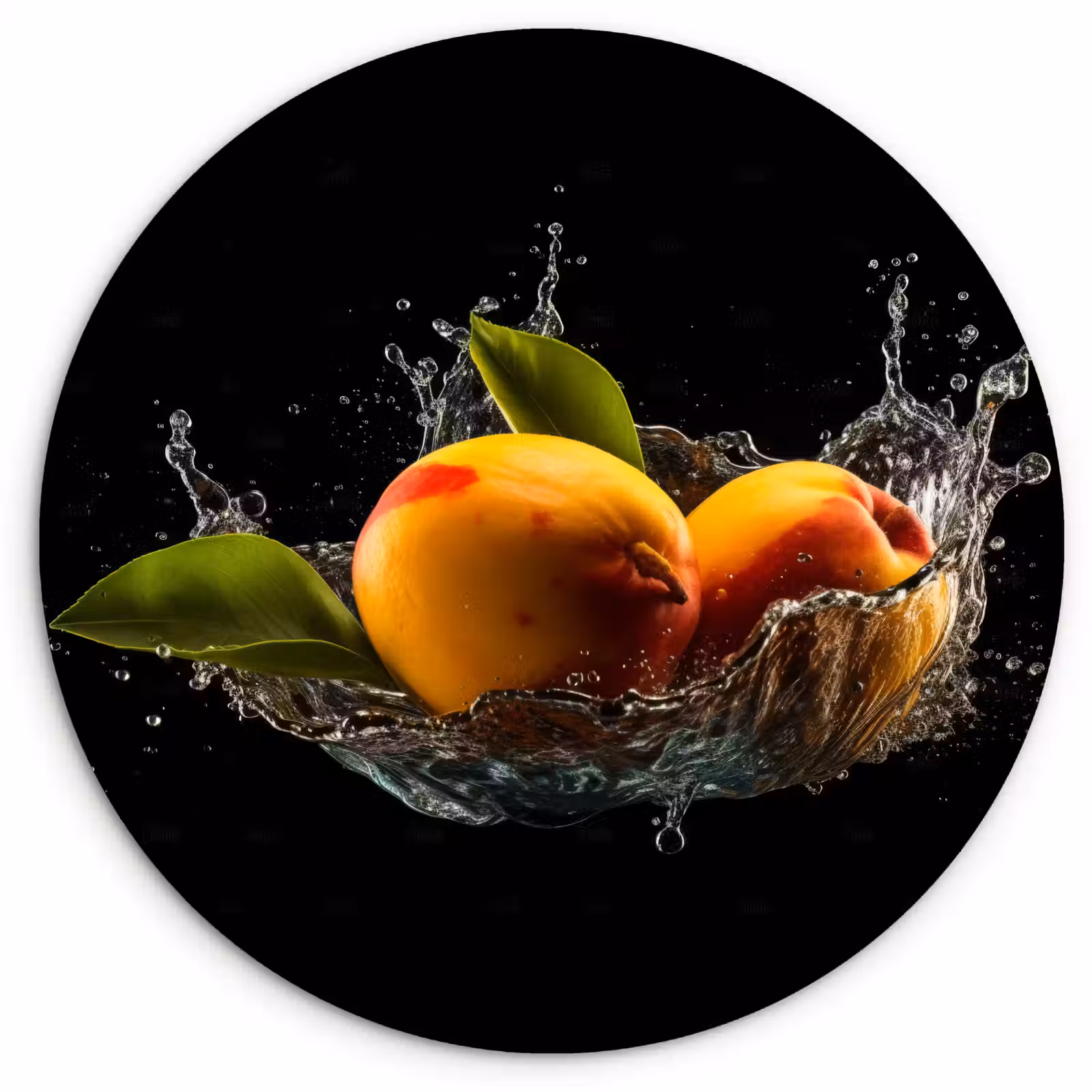Muurcirkel - Mango - Fruit - Water - Zwart - Bladeren — 1