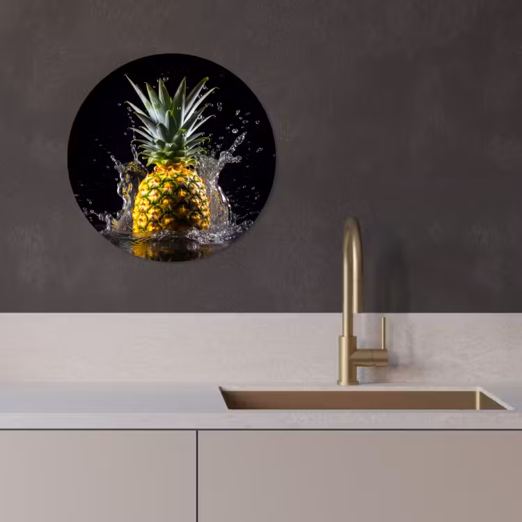 Muurcirkel - Ananas - Fruit - Water - Planten - Zwart — 3