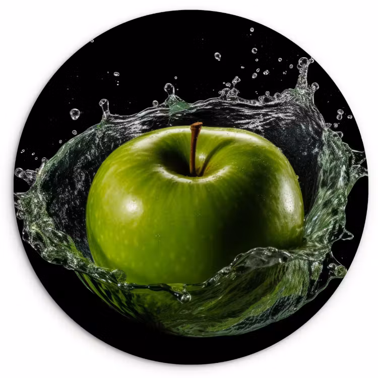 Muurcirkel - Appel - Groen - Fruit - Water - Zwart — 1