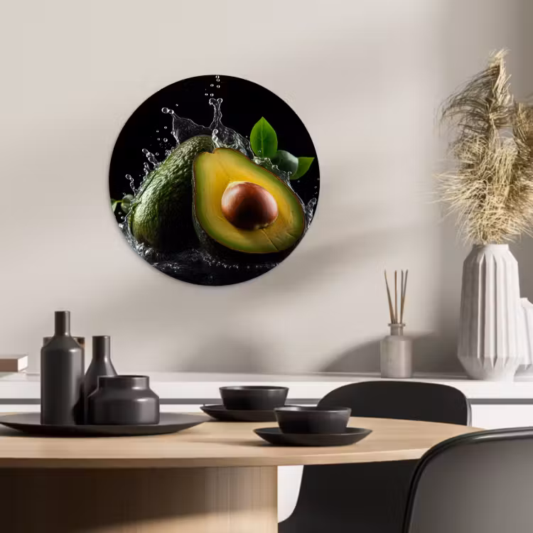 Muurcirkel - Avocado - Groente - Bladeren - Water - Zwart - Groen — 2