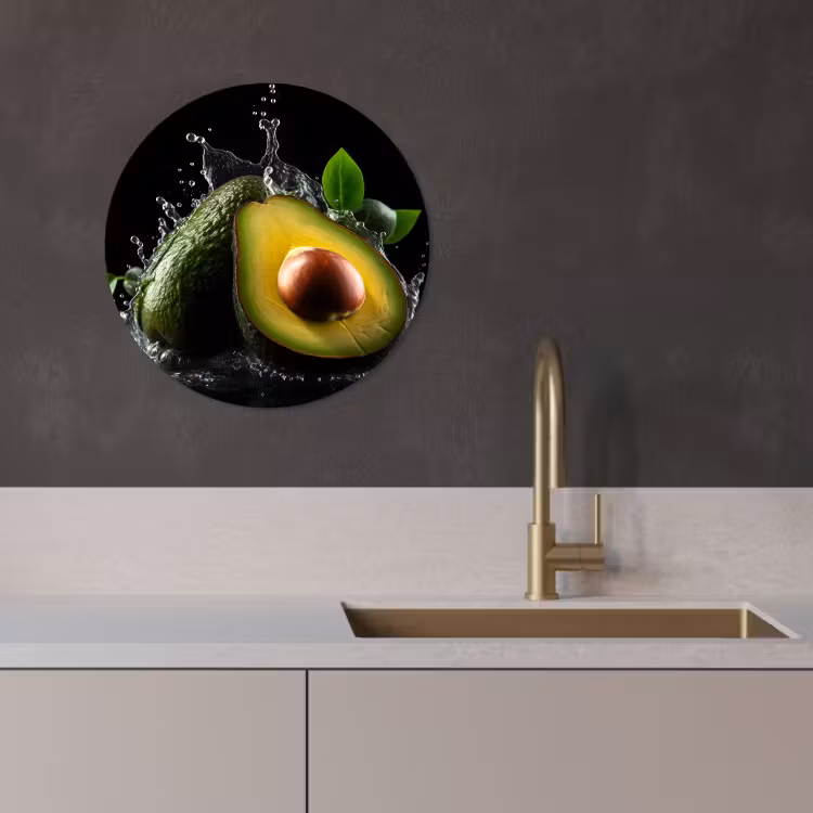 Muurcirkel - Avocado - Groente - Bladeren - Water - Zwart - Groen — 4