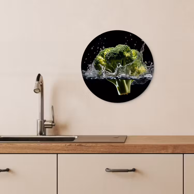 Muurcirkel - Broccoli - Groen - Water - Zwart — 4