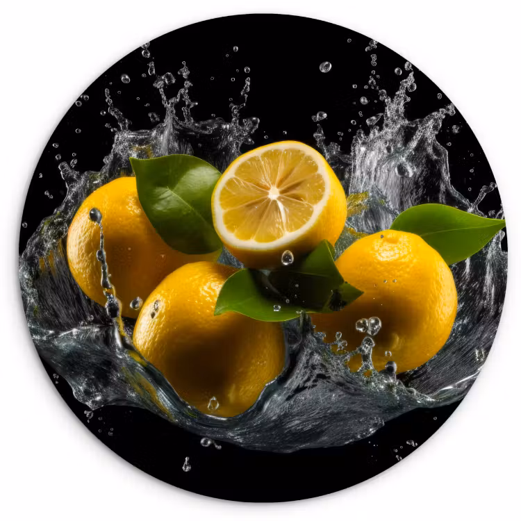 Muurcirkel - Citroen - Fruit - Geel - Zwart — 1