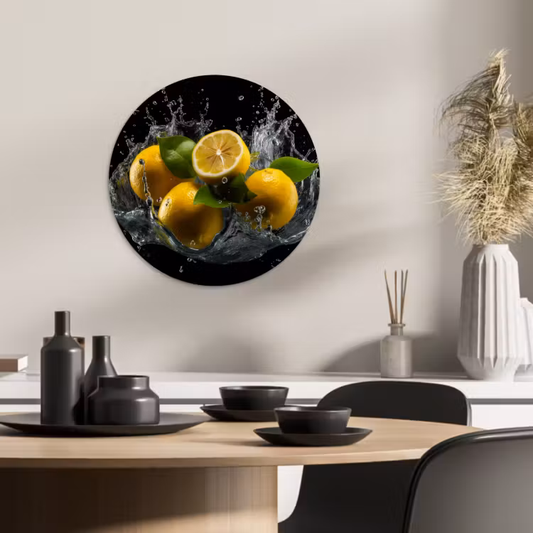 Muurcirkel - Citroen - Fruit - Geel - Zwart — 2