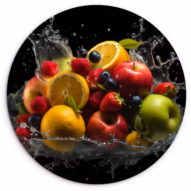 Muurcirkel - Fruit - Appel - Sinaasappel - Rode vruchten - Water — 1