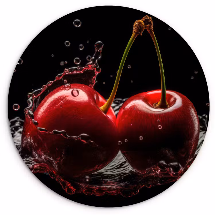 Muurcirkel - Kersen - Rood - Fruit - Water - Zwart — 1