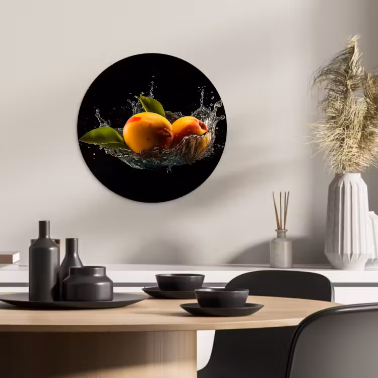 Muurcirkel - Mango - Fruit - Water - Zwart - Bladeren — 2
