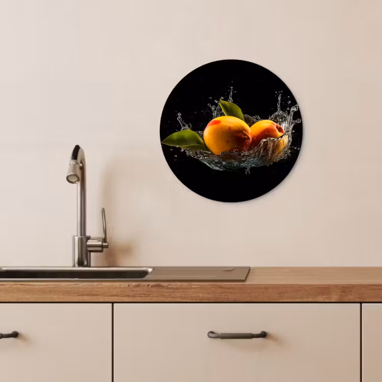 Muurcirkel - Mango - Fruit - Water - Zwart - Bladeren — 4