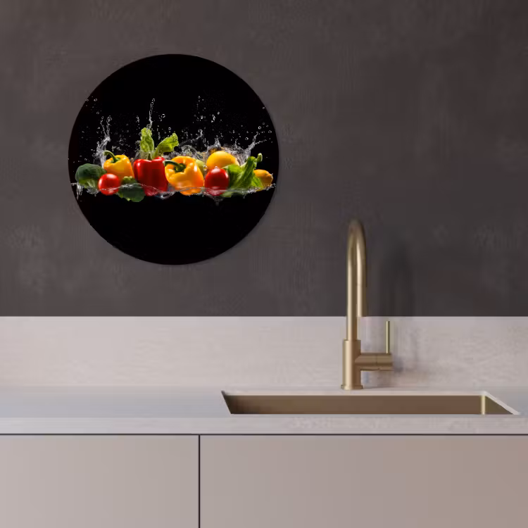 Muurcirkel - Paprika - Water - Groente - Zwart — 4