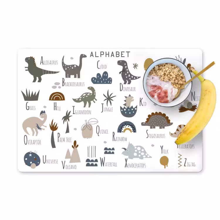 Placemat vinyl - Kinderkamer - Letters - Dinosaurus - Jongens - Meisjes - Kinderen — 1
