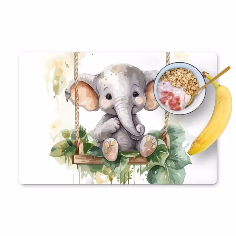 Placemat vinyl - Olifant - Dier - Kinderen - Jungle - Kinderkamer - Babykamer — 1