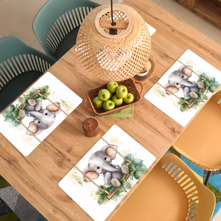 Placemat vinyl - Olifant - Dier - Kinderen - Jungle - Kinderkamer - Babykamer — 3