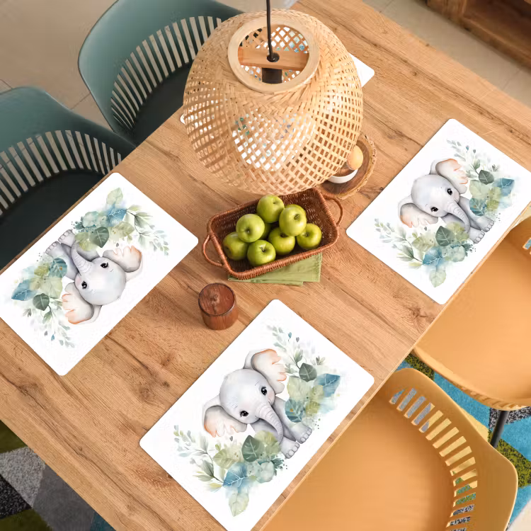 Placemat vinyl - Olifant - Dieren - Natuur - Kind - Watercolor — 3