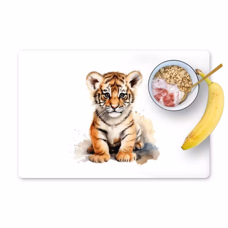 Placemat vinyl - Tijger - Wilde dieren - Kinderen - Watercolor — 1