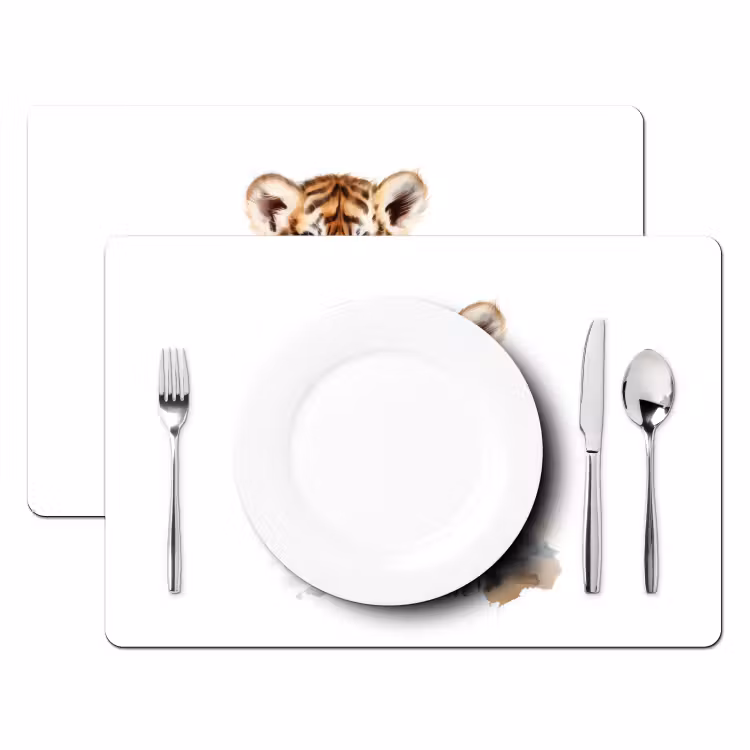 Placemat vinyl - Tijger - Wilde dieren - Kinderen - Watercolor — 2